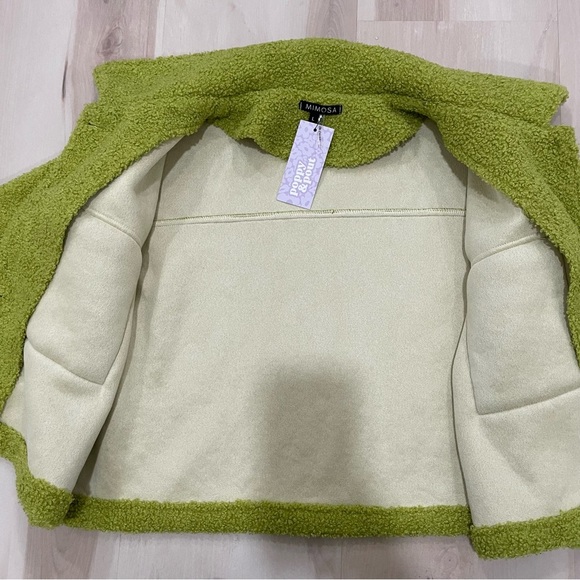 NWT Mimosa Women’s Large Textured Green Jacket Crop Boxy Fit Button-Up - Picture 8 of 11